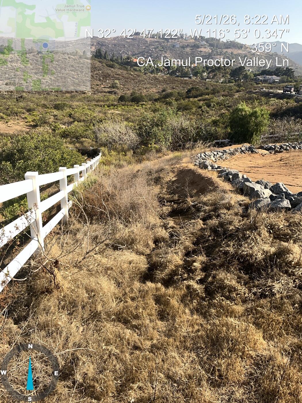 Jamul property before vegetation clearance
